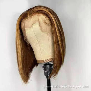 Real raw mink Human Hair Bob Wigs Straight  Lace Front Human Hair Wigs Brazilian Ombre Short Bob Colored Human Hair Wigs